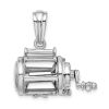 De-Ani Sterling Silver Rhodium-Plated Polished 3D Moveable Fishing Reel Pendant
