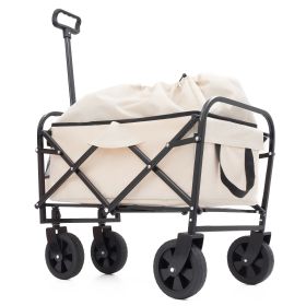 Collapsible Foldable Wagon Cart Beach Wagon Heavy Duty Utility Cart Utility Wagon Grocery Cart for for Camping Shopping Sports Gardeing Fishing Suppor (Color: as Pic)